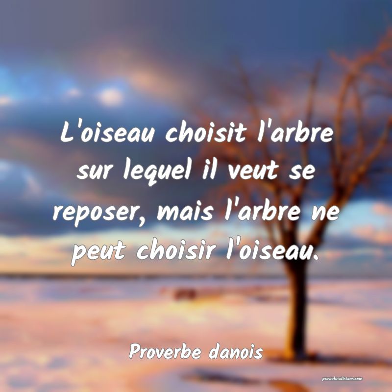 L'oiseau choisit l'arbre sur lequel il veut se reposer, mais l'arbre ne peut choisir l'oiseau.