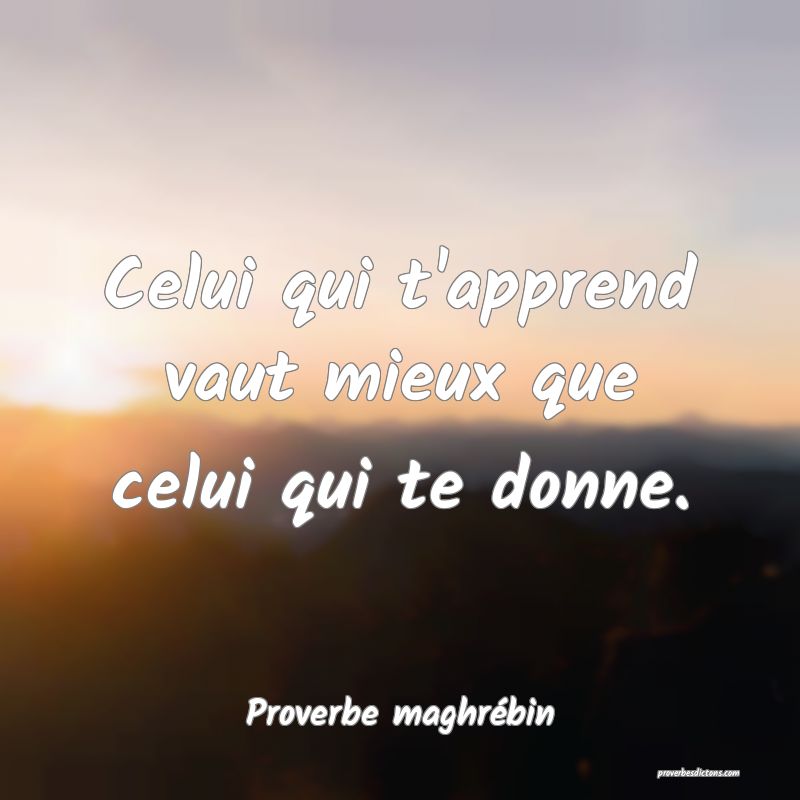 Celui qui t'apprend vaut mieux que celui qui te donne.