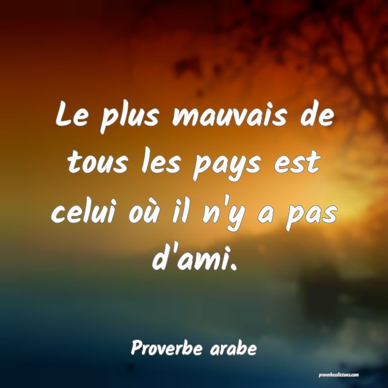 Le plus mauvais de tous les pays est celui où il n'y a pas d'ami.