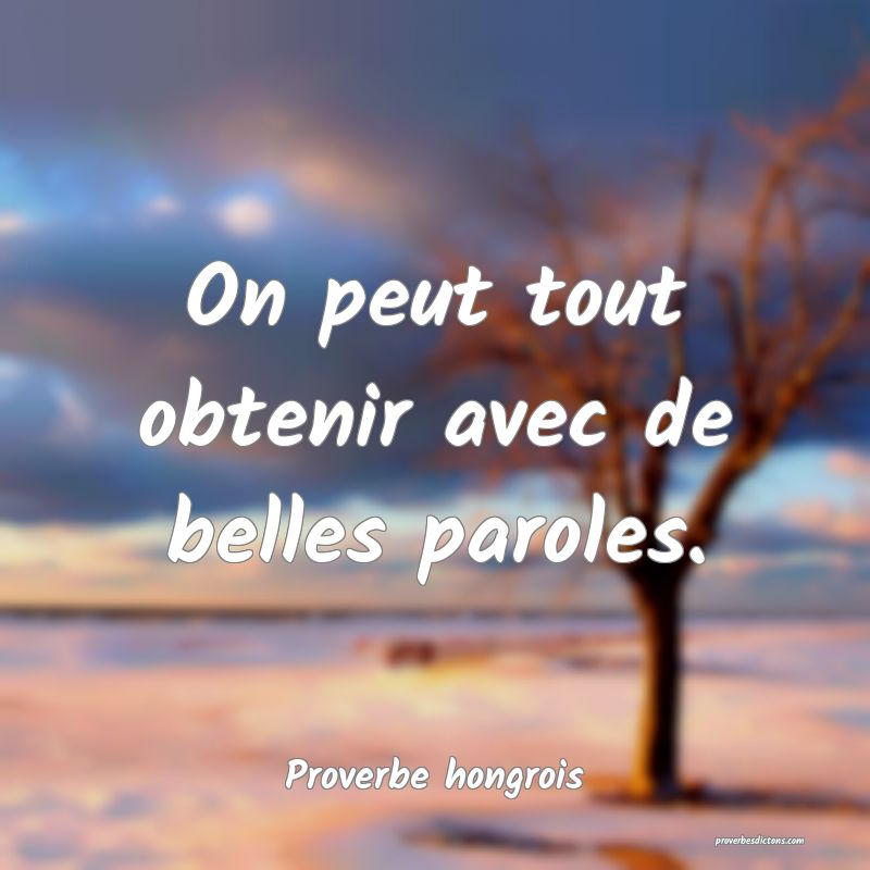 On peut tout obtenir avec de belles paroles.