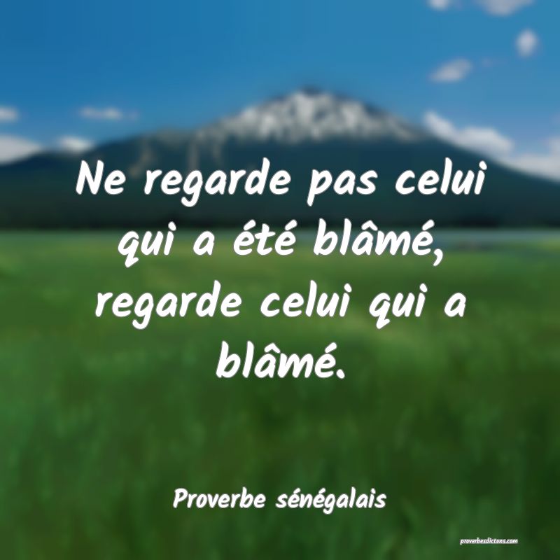 Ne regarde pas celui qui a été blâmé, regarde celui qui a blâmé.