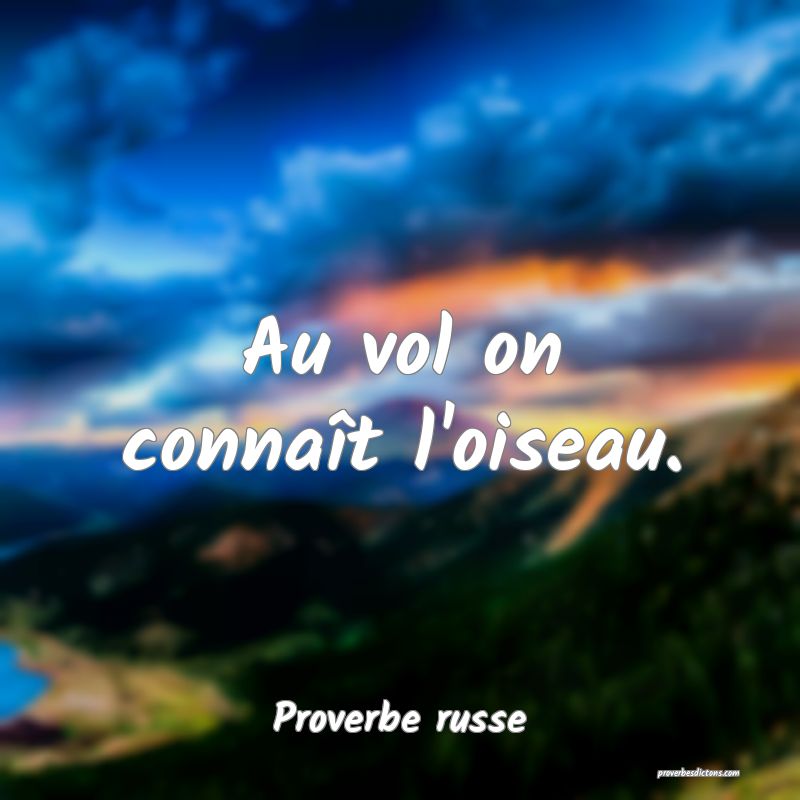  Au vol on connaît l'oiseau.