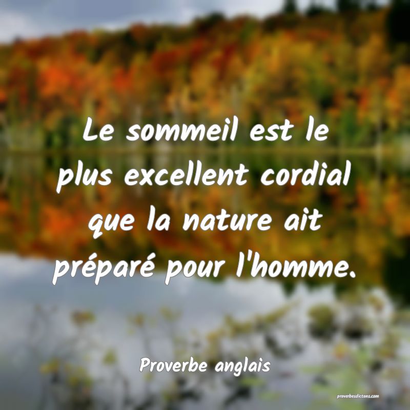 Le sommeil est le plus excellent cordial que la nature ait préparé pour l'homme.