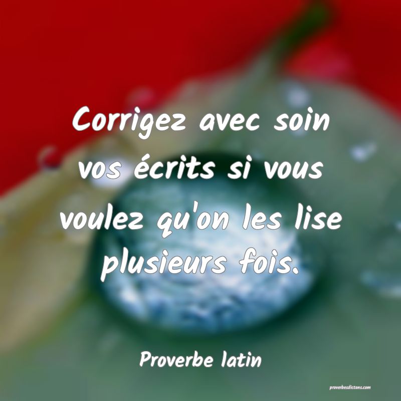 Corrigez avec soin vos écrits si vous voulez qu'on les lise plusieurs fois.