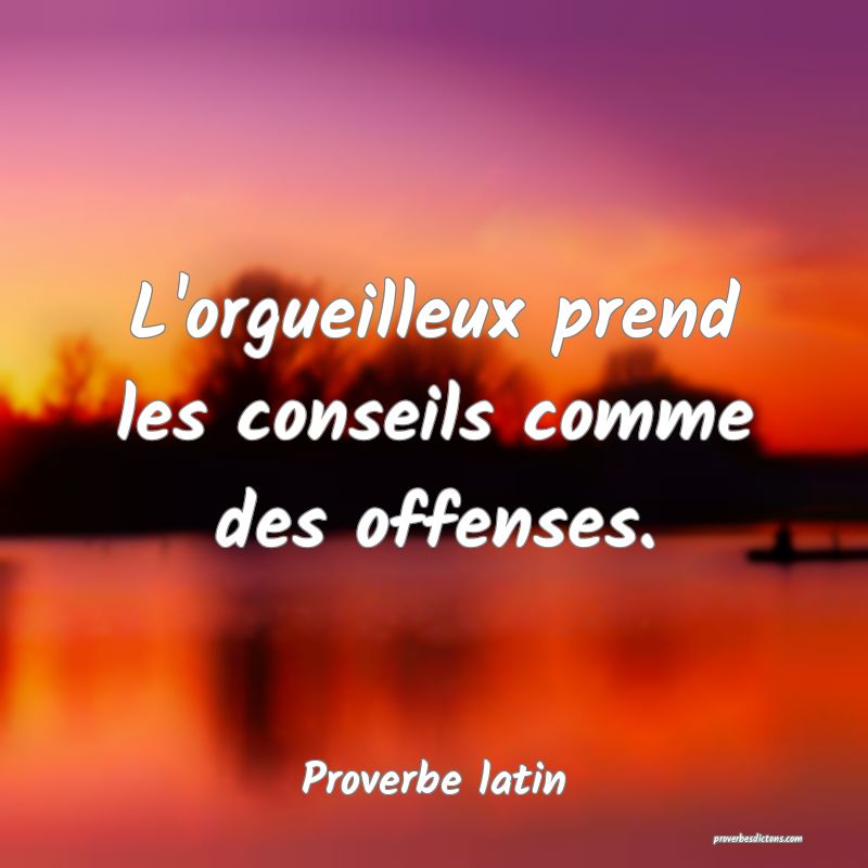 L'orgueilleux prend les conseils comme des offenses.