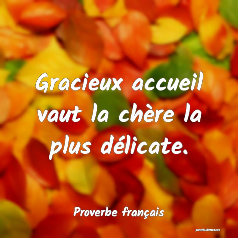 Gracieux accueil vaut la chère la plus délicate.