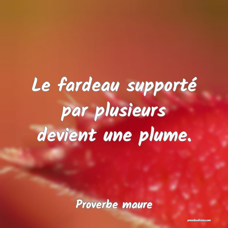 Le fardeau supporté par plusieurs devient une plume.