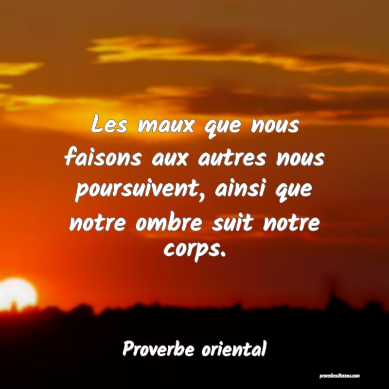 Les maux que nous faisons aux autres nous poursuivent, ainsi que notre ombre suit notre corps.