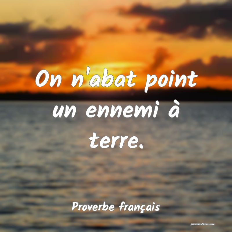 On n'abat point un ennemi à terre.