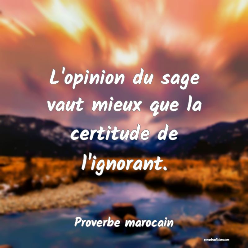 L'opinion du sage vaut mieux que la certitude de l'ignorant.