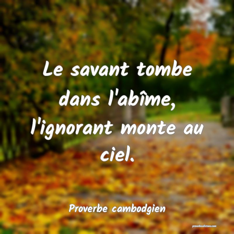 Le savant tombe dans l'abîme, l'ignorant monte au ciel.
