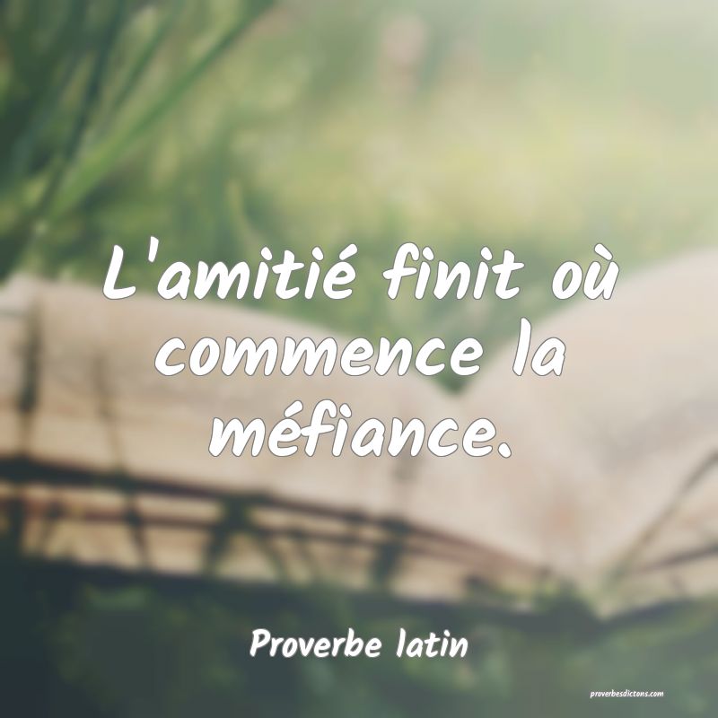 L'amitié finit où commence la méfiance.