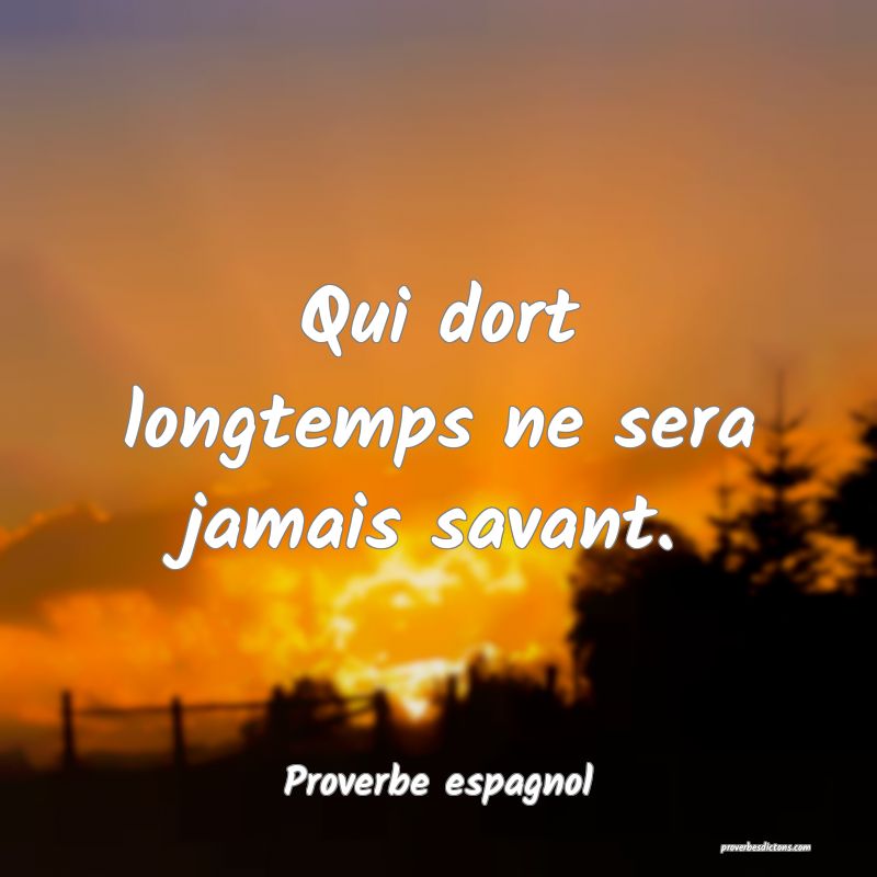 Qui dort longtemps ne sera jamais savant.