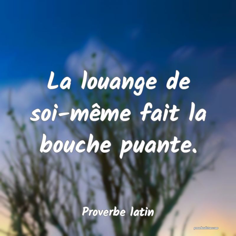 La louange de soi-même fait la bouche puante.