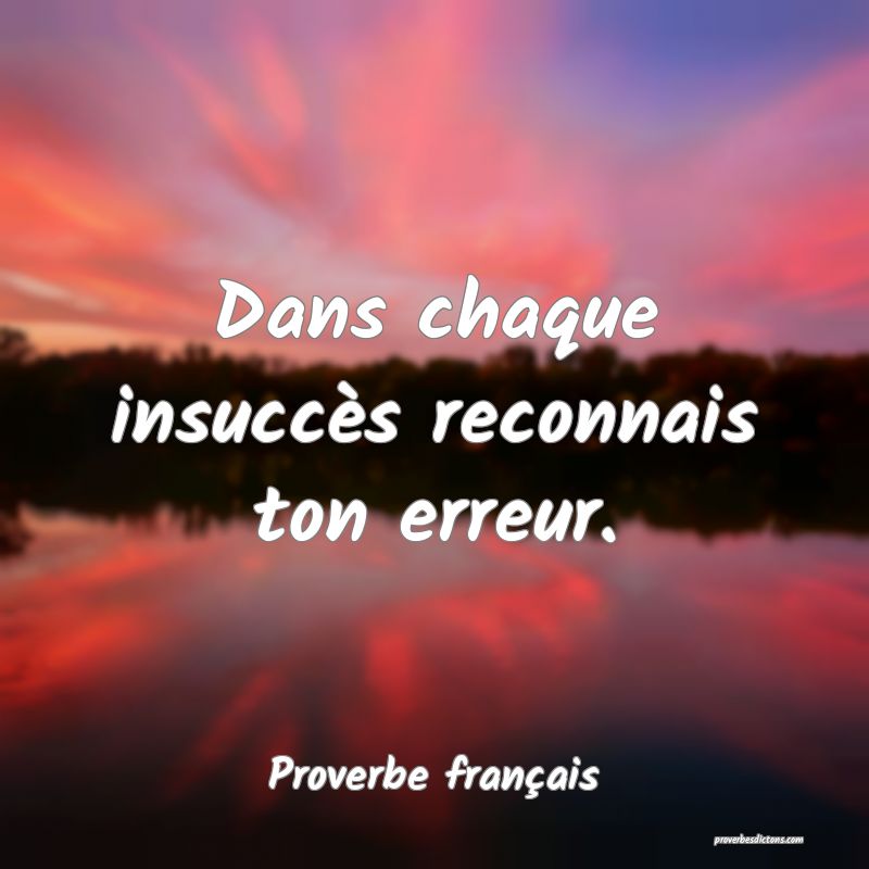Dans chaque insuccès reconnais ton erreur.