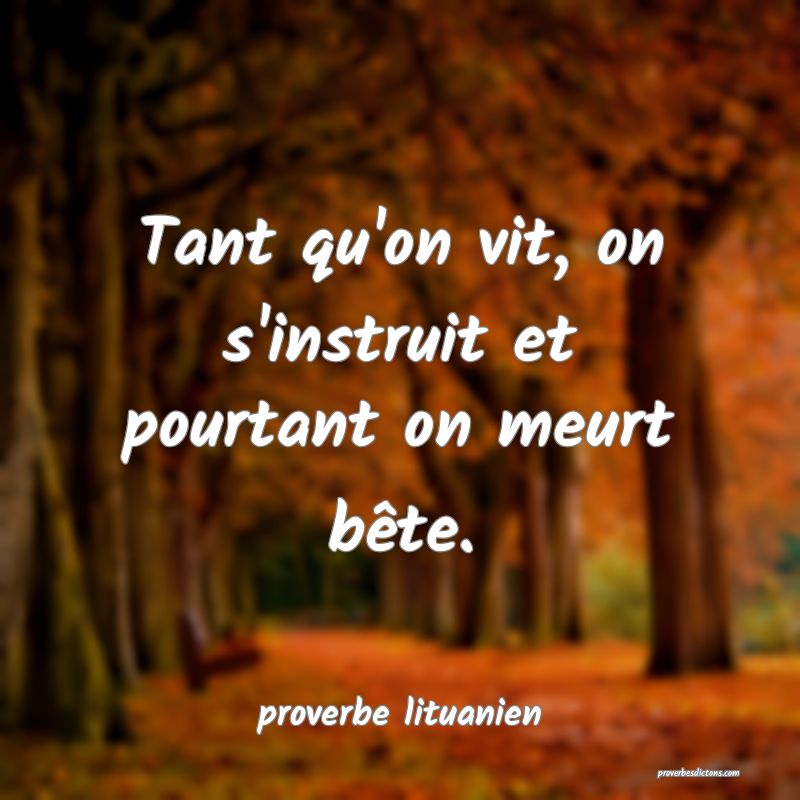  Tant qu'on vit, on s'instruit et pourtant on meurt bête.