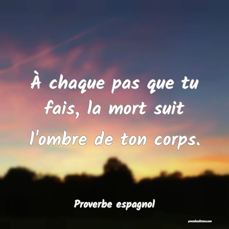 À chaque pas que tu fais, la mort suit l'ombre de ton corps.