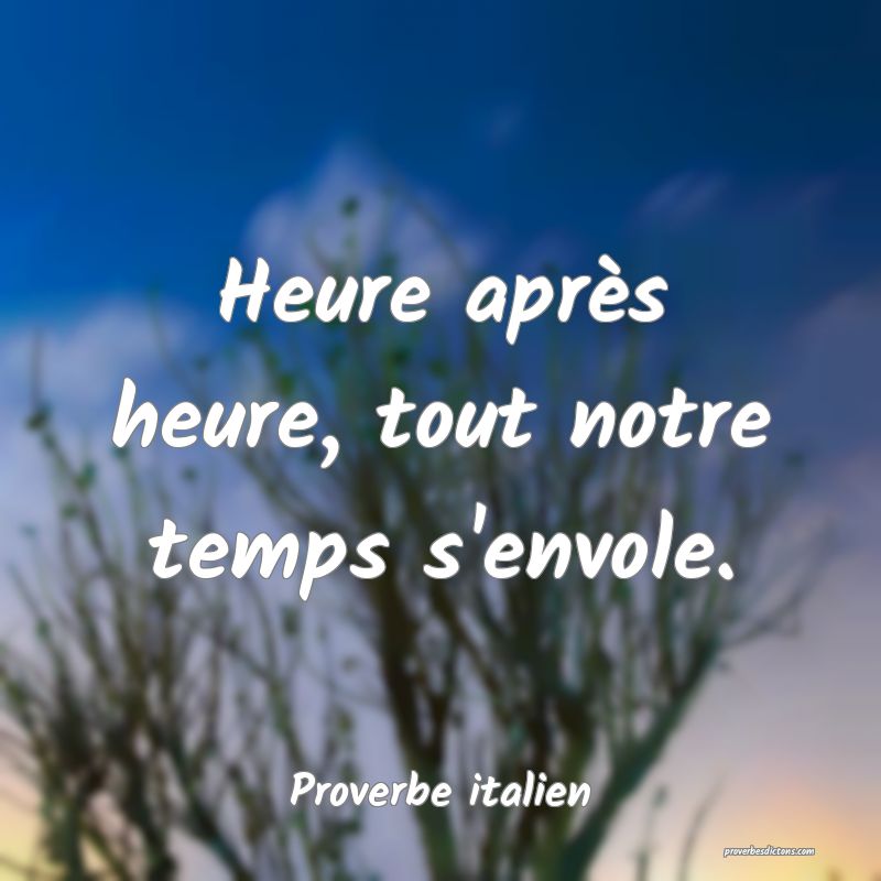 Heure après heure, tout notre temps s'envole.