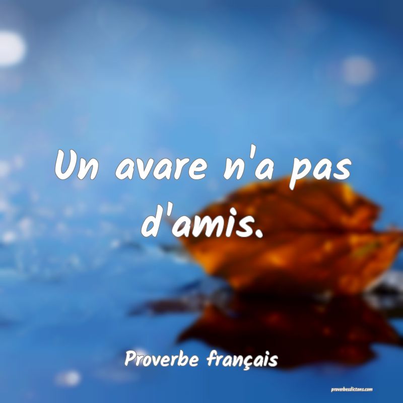 Un avare n'a pas d'amis.
