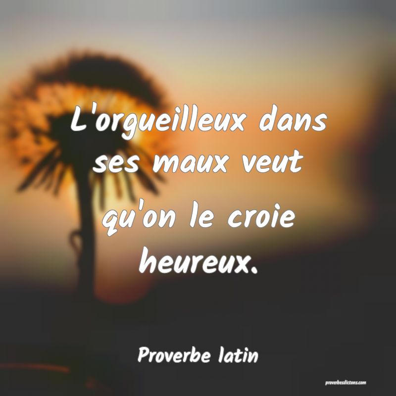L'orgueilleux dans ses maux veut qu'on le croie heureux.