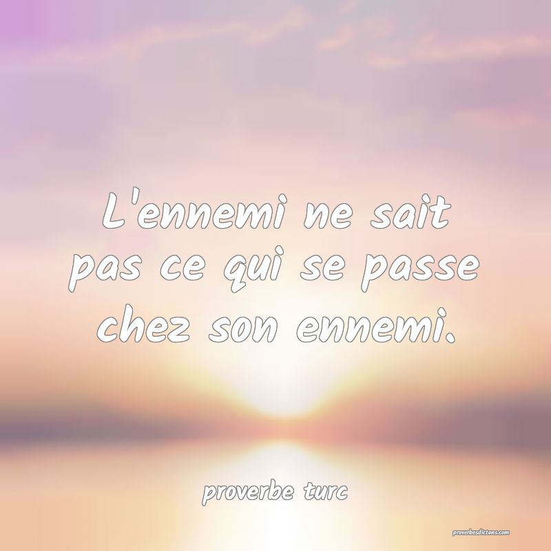  L'ennemi ne sait pas ce qui se passe chez son ennemi.