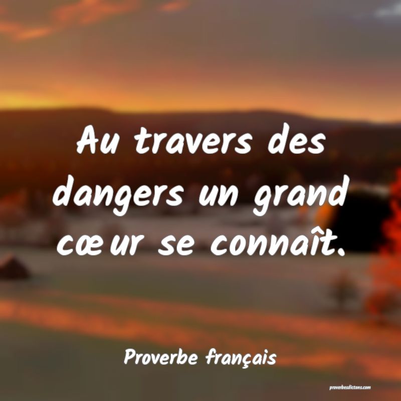 Au travers des dangers un grand cœur se connaît.