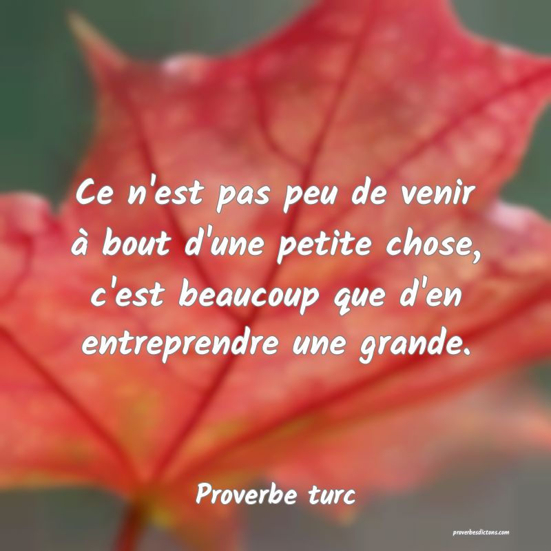 Ce n'est pas peu de venir à bout d'une petite chose, c'est beaucoup que d'en entreprendre une grande.