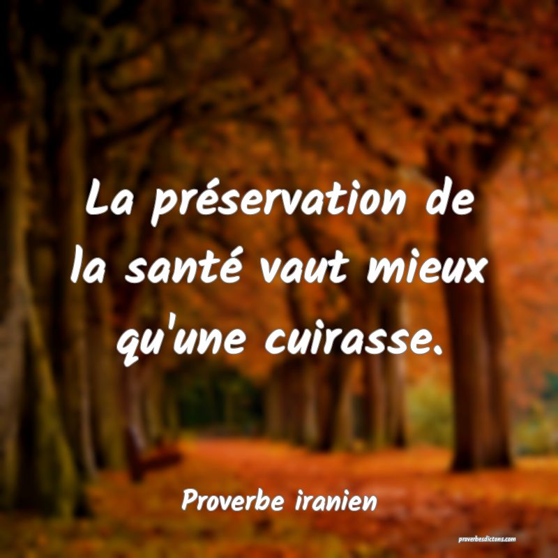 La préservation de la santé vaut mieux qu'une cuirasse.