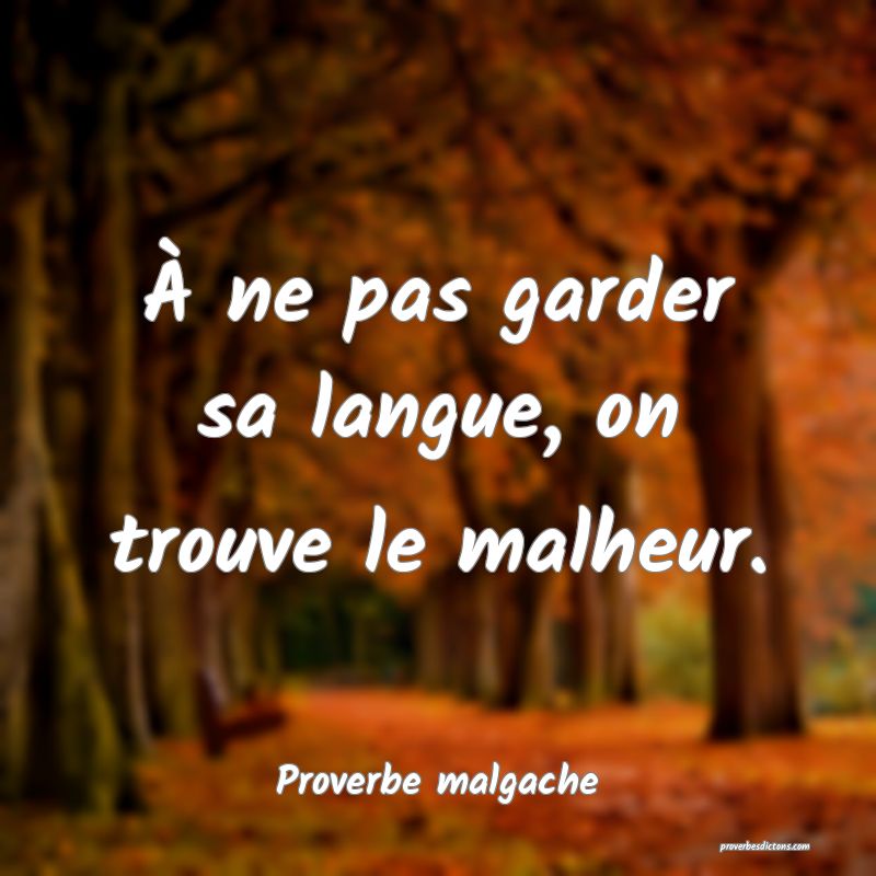 À ne pas garder sa langue, on trouve le malheur.
