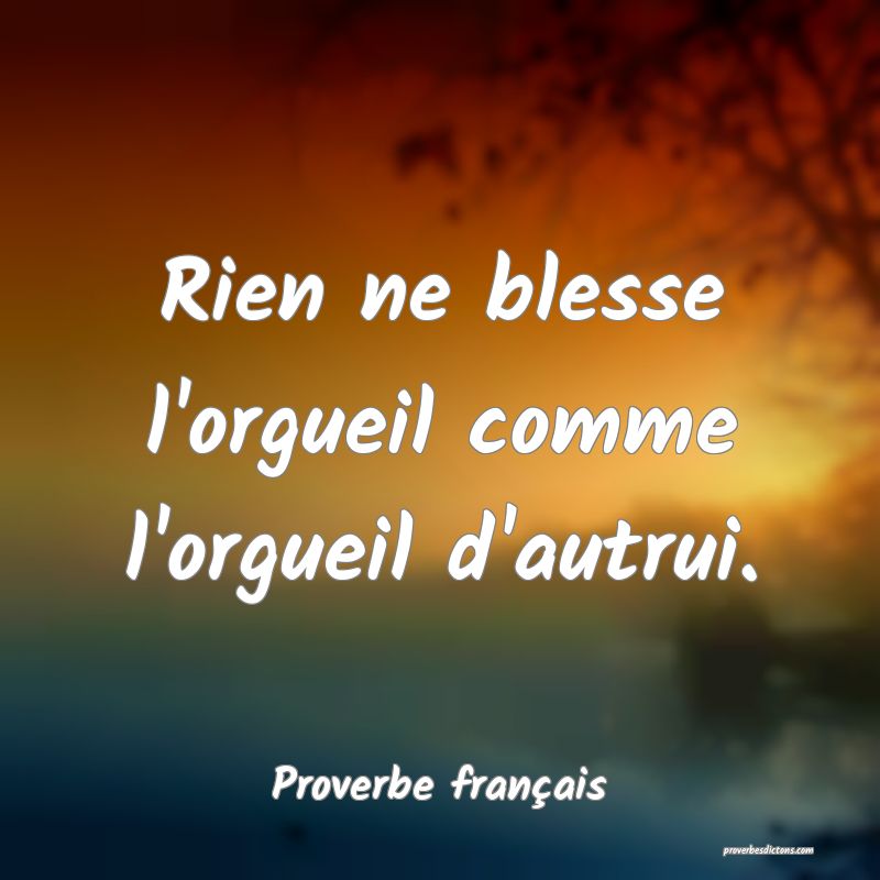Rien ne blesse l'orgueil comme l'orgueil d'autrui.
