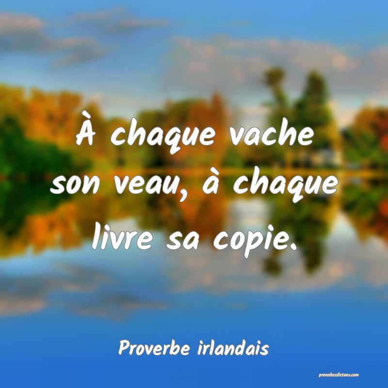 À chaque vache son veau, à chaque livre sa copie.