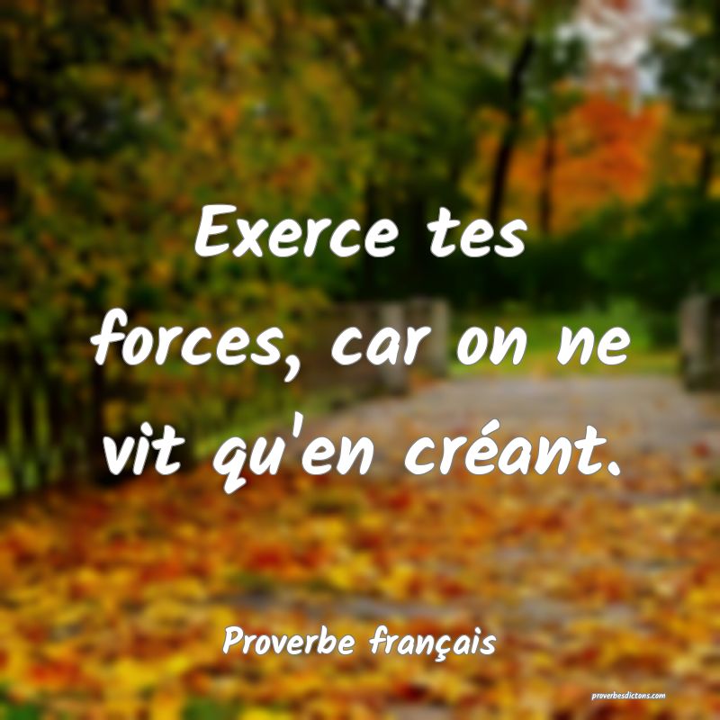 Exerce tes forces, car on ne vit qu'en créant.