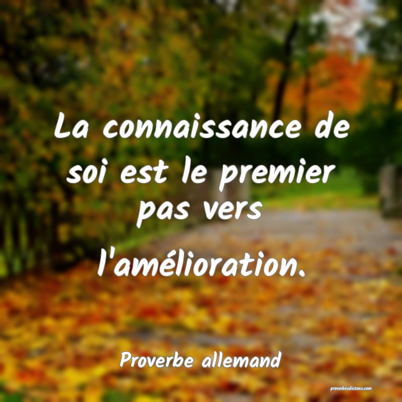 La connaissance de soi est le premier pas vers l'amélioration.