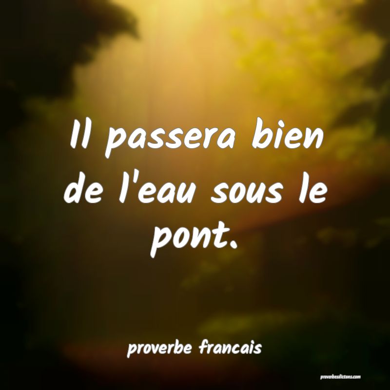  Il passera bien de l'eau sous le pont.