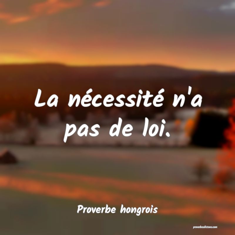 La nécessité n'a pas de loi.
