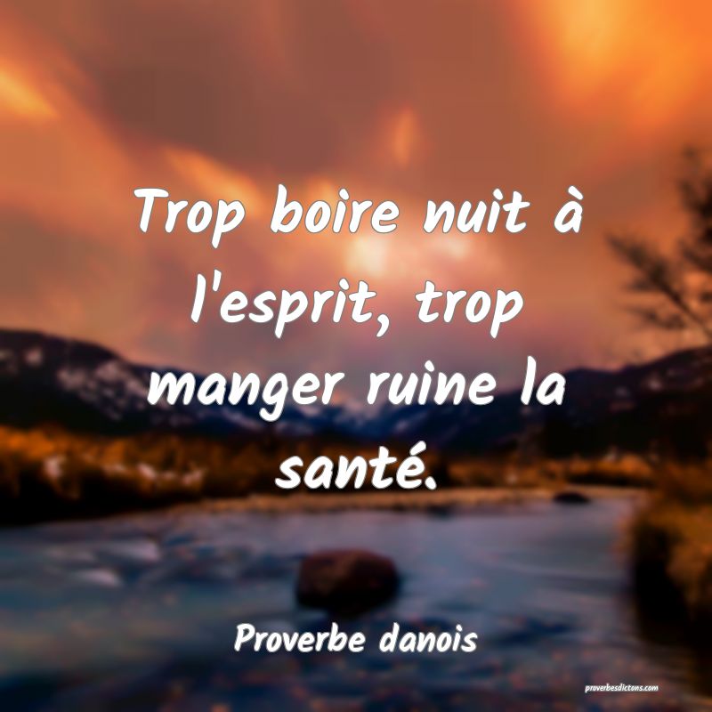 Trop boire nuit à l'esprit, trop manger ruine la santé.
