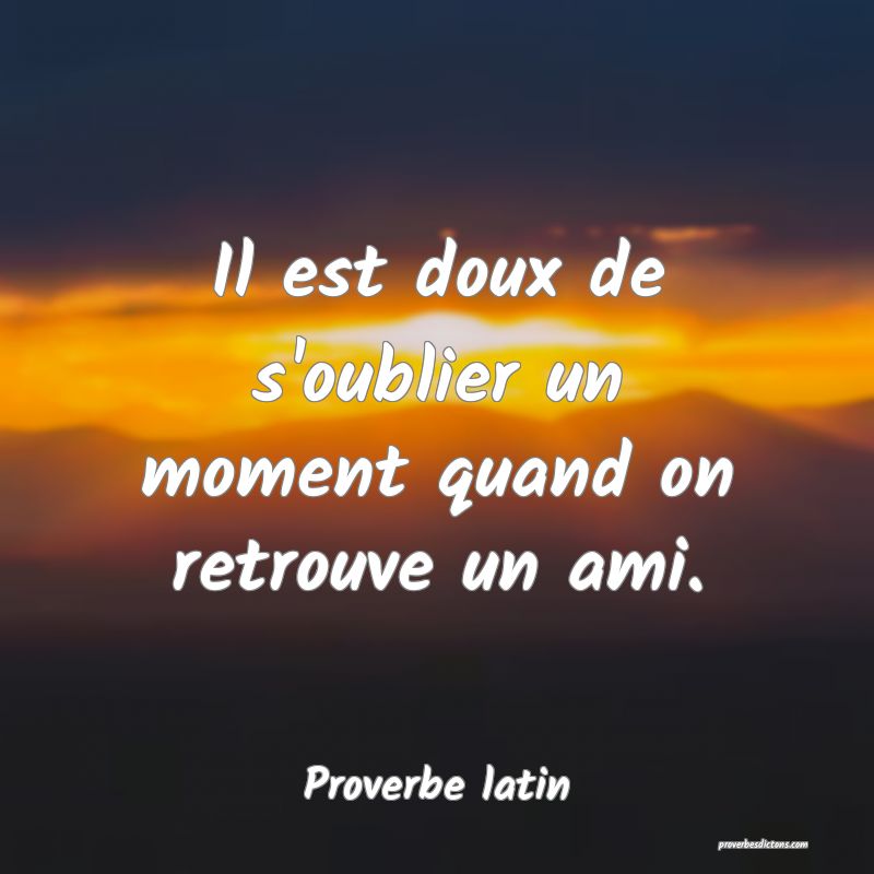Il est doux de s'oublier un moment quand on retrouve un ami.