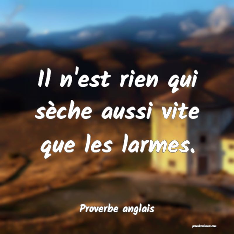  Il n'est rien qui sèche aussi vite que les larmes.