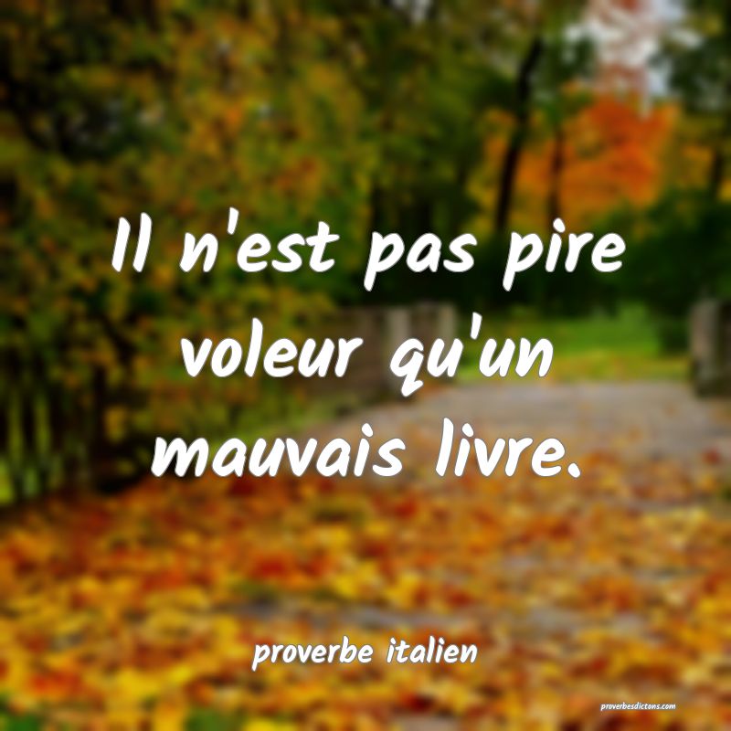 Il n'est pas pire voleur qu'un mauvais livre.