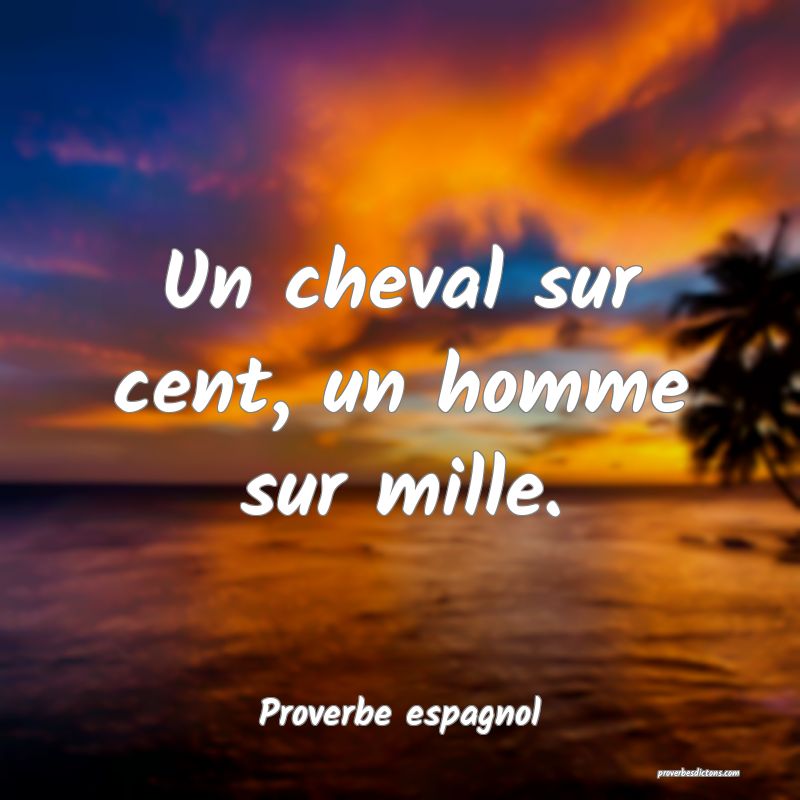 Un cheval sur cent, un homme sur mille.