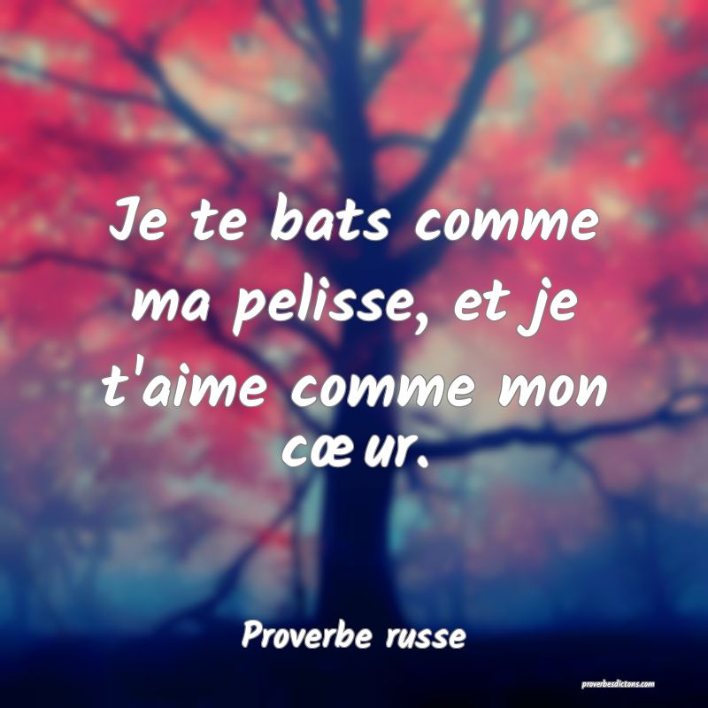 Je te bats comme ma pelisse, et je t'aime comme mon cœur.