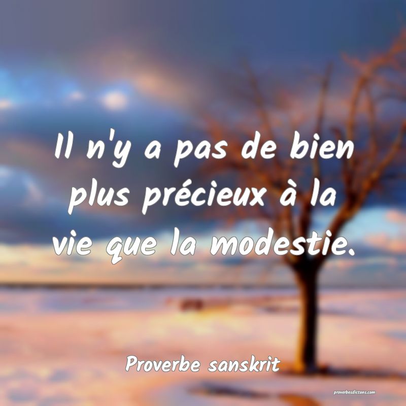 Il n'y a pas de bien plus précieux à la vie que la modestie.