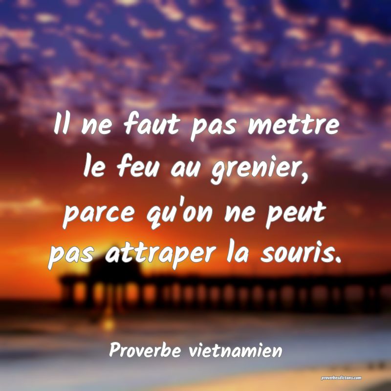  Il ne faut pas mettre le feu au grenier, parce qu'on ne peut pas attraper la souris.