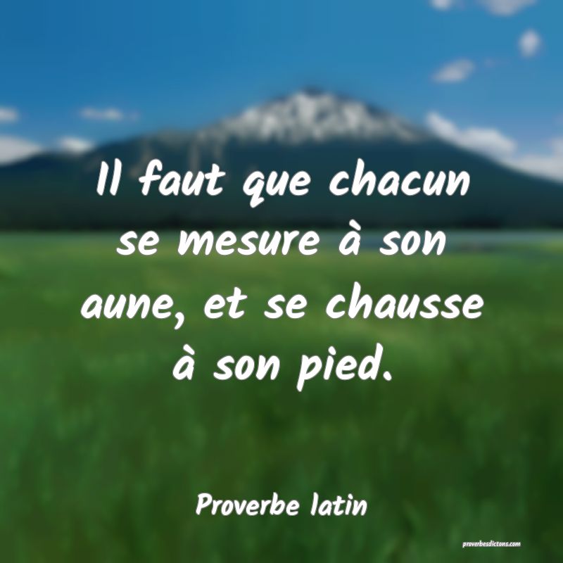 Il faut que chacun se mesure à son aune, et se chausse à son pied.