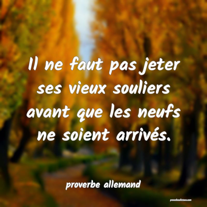  Il ne faut pas jeter ses vieux souliers avant que les neufs ne soient arrivés.