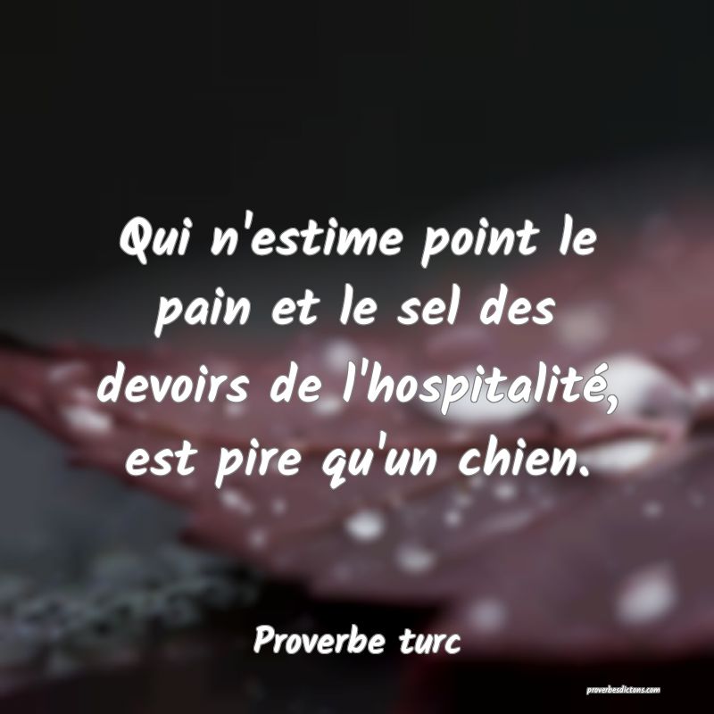 Qui n'estime point le pain et le sel des devoirs de l'hospitalité, est pire qu'un chien.