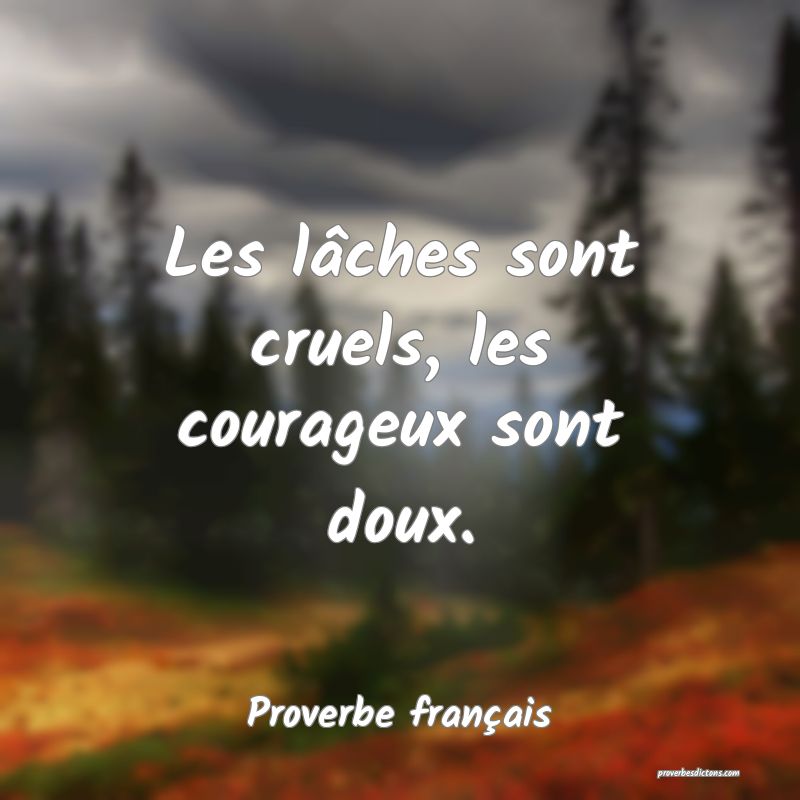 Les lâches sont cruels, les courageux sont doux.