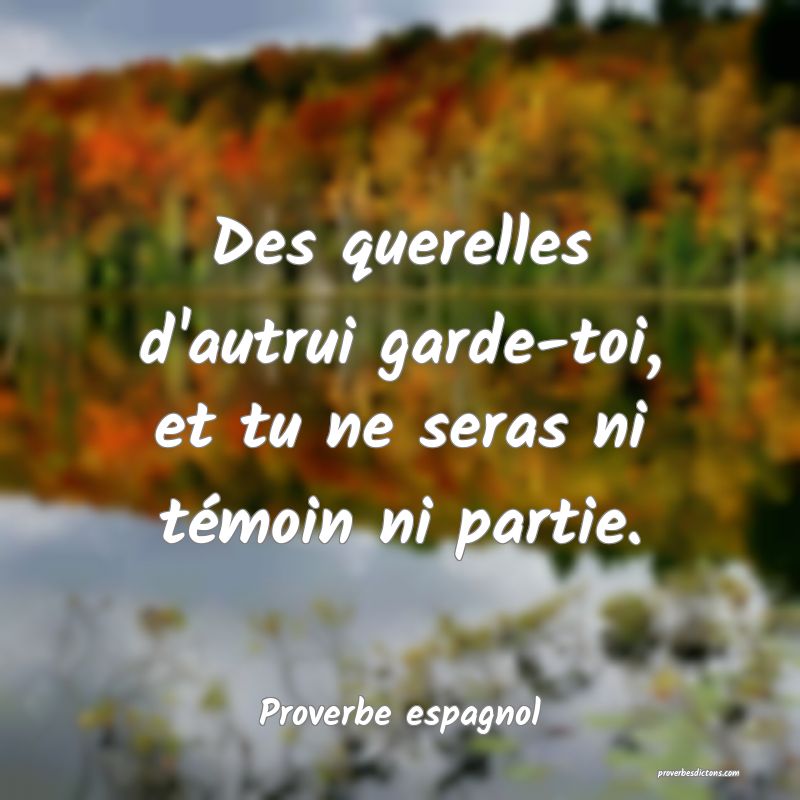 Des querelles d'autrui garde-toi, et tu ne seras ni témoin ni partie.