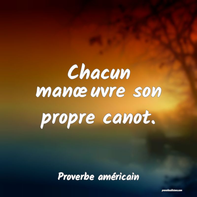 Chacun manœuvre son propre canot.