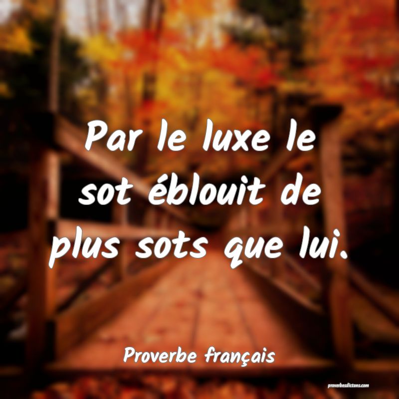 Par le luxe le sot éblouit de plus sots que lui.